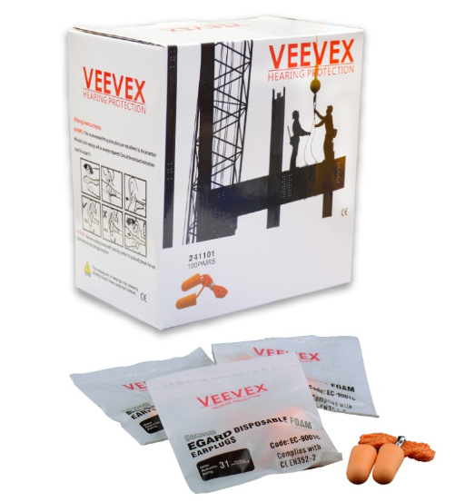 Ear Plug With Orange Nylon Cord Ec – 9001c – Veevex – view 2