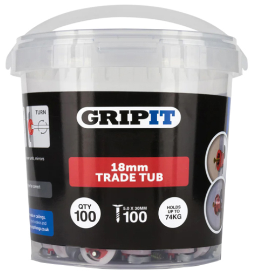 Gripit Gypsum Fitting 18MM Red (100/Pkt)