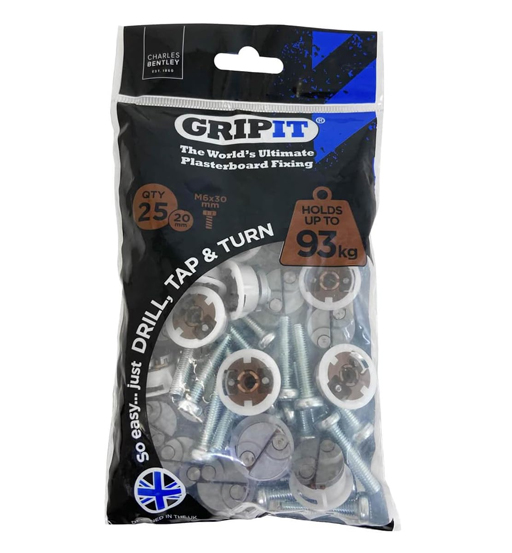 Gripit Gypsum Fitting 20MM Brown(25/Pkt) 25x6x30MM