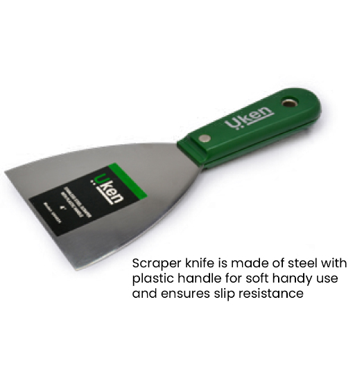 Scraper 4" SS Green Handle Uken